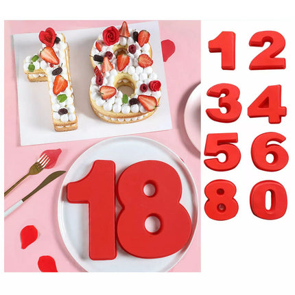 10pcs 25cm Silicone Number Cake Mould Birthday Anniversary 0 1 2 3 4 5 6 7 8 9