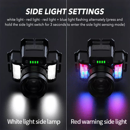 LED Headlamp Camping Rechargeable Headlight Head Torch Fishing Light