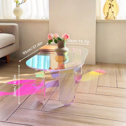 Gorgeous Iridescent Acrylic Side Table Cool Rainbow Coffee Table Home Art Decor