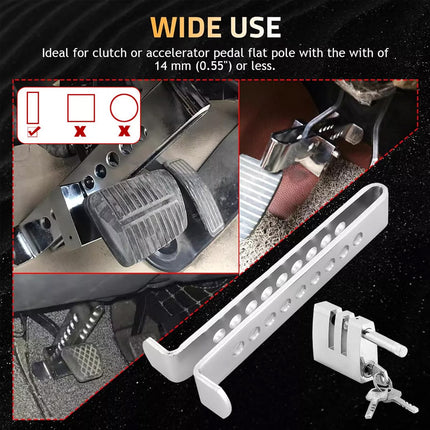 Car Anti Theft Brake Clutch Pedal Lock Adjustable Security Device with  8 Holes