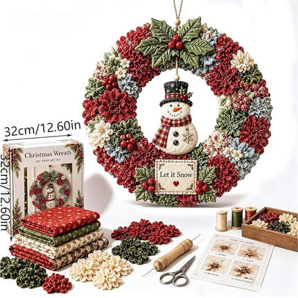 3D Fabric Christmas Snowman Wreath 30CM DIY Xmas Garland Baubles Ornaments Party