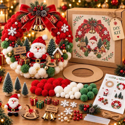 Handmade 3D Fabric Poke Wreath DIY Kit Christmas Wreath Making Set Craft Gift