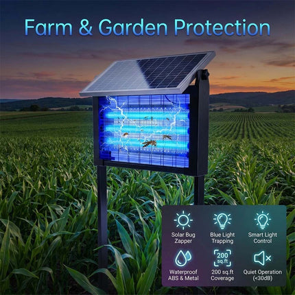 4500V Solar Bug Zapper Waterproof Mosquito Zapper Outdoor Solar &Battery Powered