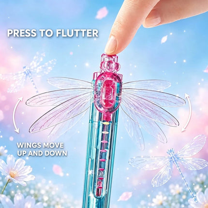 Gleaming Wings Dragonfly Pen,Dragonfly Pen with Moving Wings,Cute Novelty Pen (4PCS Pink+Blue+Green+Purple)