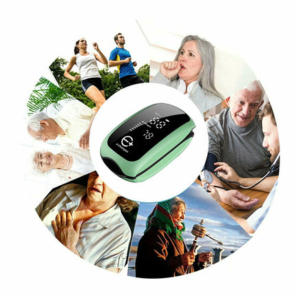 Rechargeable Finger Pulse Oximeter Blood Oxygen Saturation Heart Rate Monitor Blue