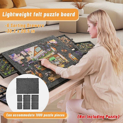 1000Pcs jigsaw Puzzle Board Portable Felt Puzzle Plateau 6 Drawers Puzzle Table