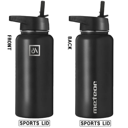 Insulated Water Bottle with 3 Replaceable Lids, Vacuum Flask