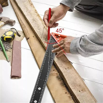 Woodworking Square Ruler, 2025 New Multi-angle Measuring Ruler (Red-30cm)