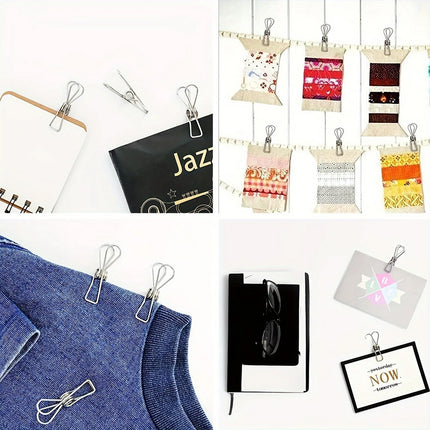 50 pegs Stainless Steel Clothes Hanging Clips Pins Laundry Windproof Clamp