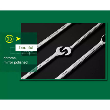 6-24mm Spanner Open Box Combination Metric Open Ring W/ Roll Pouch 14pcs Set