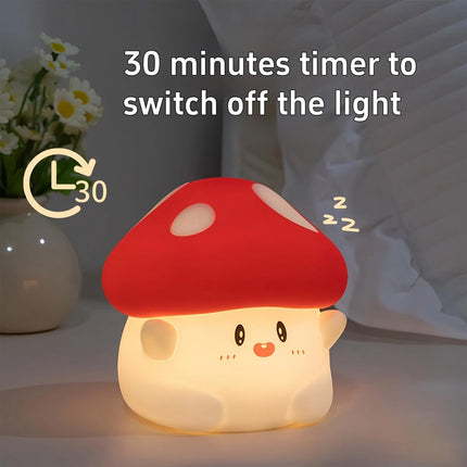 Mushroom Night Light Touch Control W/2 Levels Of Brightness &Timing Cute Decorat
