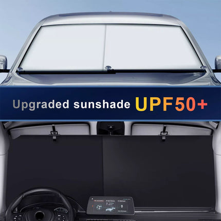 Retractable Car Windshield Sunshade, Automatic Sun Shade for Vehicle Sun Blocker (Sunshade+ 4PCS Side Mesh)