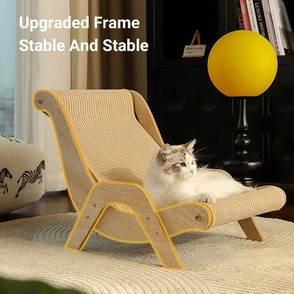 2-in-1 Cat Scratch Recliner Sofa Durable Wooden Frame & Sisal Mat Cat Sofa （L）