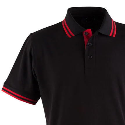 Polo Shirts Mens Top Contrast Short Sleeve Cotton Blend Sports Team Breathable Black-Red