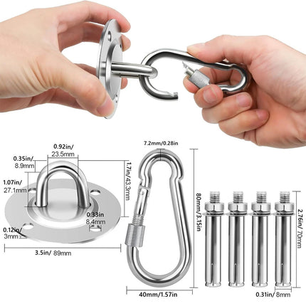 2Pcs Heavy Duty Stainless Hammock Hanging Hook Kit Swing Chair Bracket Hardware