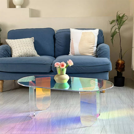 Gorgeous Iridescent Acrylic Side Table Cool Rainbow Coffee Table Home Art Decor