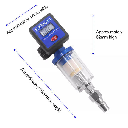 Spray Gun Digital Paint Air Pressure Regulator Gauge Water Trap Filter Tool