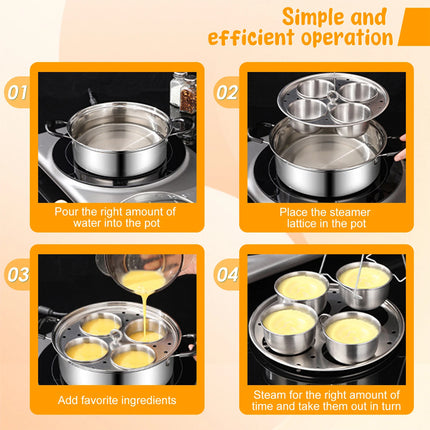 Egg Poacher Stainless Steel Poached Egg Maker Pot Egg Poaching Pan with 4 paxdd