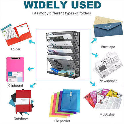 5 Tier Iron File Organiser Desktop Shelf Office File Storage Rack Desk Organizer