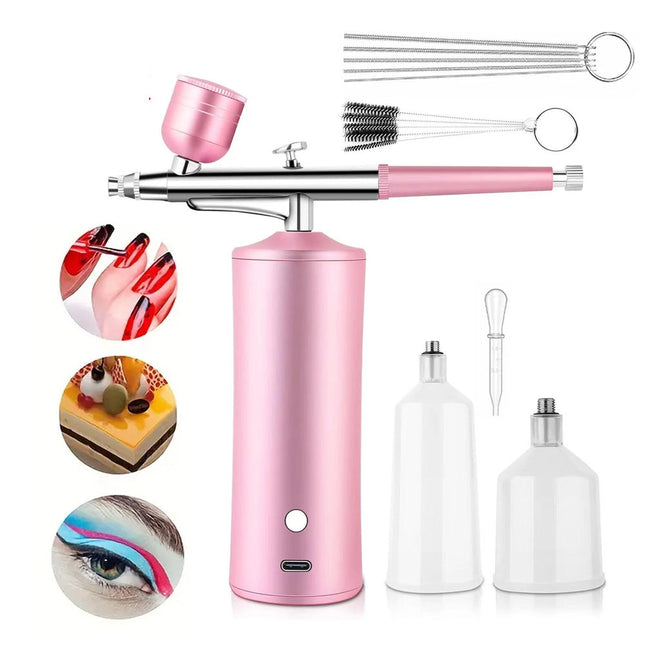 Portable Airbrush Kit Air Brush Compressor Cordless Spray Paint USB Rechargeable
