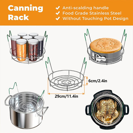 7Pcs Canning Supplies Starter Kit Canning Tools Stainless Steel Canning Rack  (Green 7-piece set)