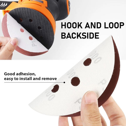 100x 150mm 6-Hole Sanding Discs 60 Grit Hook and Loop Orbital Sander Pad