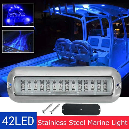 For Marine Boat Transom42LED Boat Light Stainless Steel Underwater Pontoon Pair