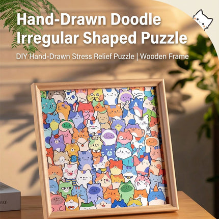 DIY Wooden Cat Puzzle Frame, Wooden Coloring Puzzle, Cat Puzzles Decor