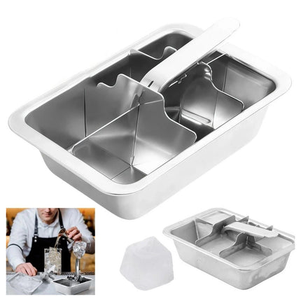 Stainless Steel Ice Cube Tray 6 Slot Removable Ice Cube Maker with Handle