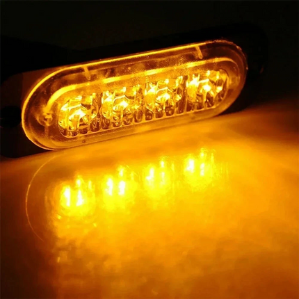 10x Amber 4 LED Car Truck Emergency Beacon Warning Hazard Flashing Strobe Light
