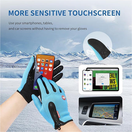 Waterproof Winter Cycling Gloves Full Finger Touchscreen Bike Gloves Blue