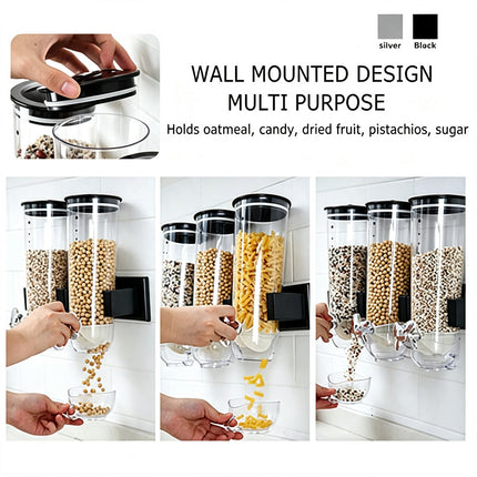 Wall-Mounted Cereal Dispenser Grain Grocery Storage Jar Dry Food Container Box