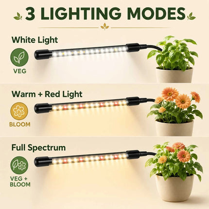 80 LED Grow Light 4 Head Full Spectrum Indoor Plant Lamp Timer USB Dimmable