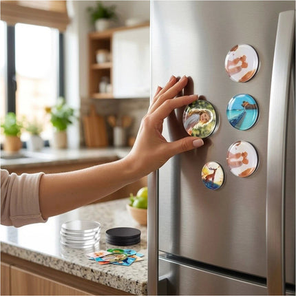 20PCS Round 5 x 5CM DIY Acrylic Photo Display Craft Set, Clear Picture Holder Making Kit