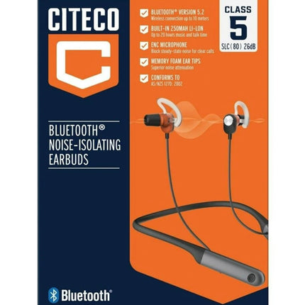 Citeco Bluetooth Earphones Noise-Isolating Neck Earbuds Wireless Phone with Mic