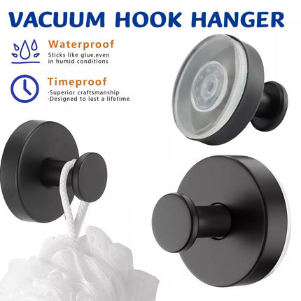 4Pcs Black Vacuum Wall Hook Hanger Holder Suction Cup Sucker Shower Towel Bathroom Kitchen