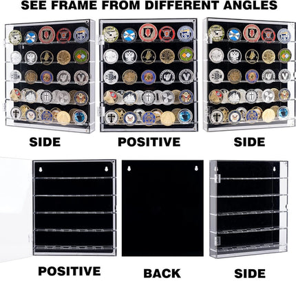 45 Grids Acrylic Clear Coin Medals Holder Military Challenge Coin Display Case