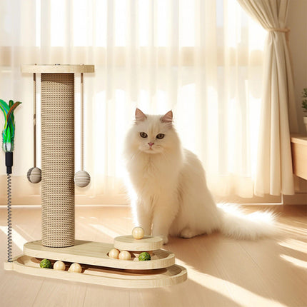 Cat Scratcher Board Oval Turntable Toy Scratching Post Interactive Pet Furniture