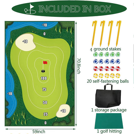 Chipping Golf Game Mat Indoor Stick Chip Game with 20 Grip Golf Balls