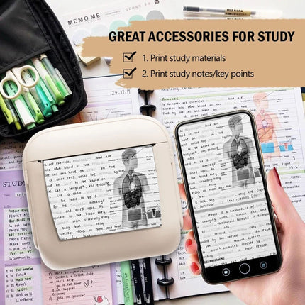 Mini Pocket Thermal Printer Bluetooth Wireless Photo Notes Inkless Sticker Paper