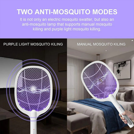 Electric USB Rechargable Racket Fly Swatter Mosquito Insect Killer UV Bug Zapper