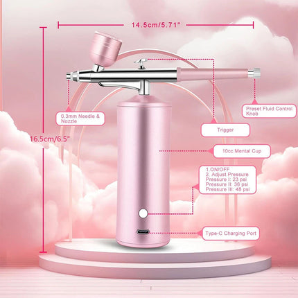 Portable Airbrush Kit Air Brush Compressor Cordless Spray Paint USB Rechargeable