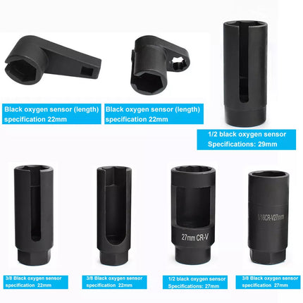 7pcs O2 Oxygen Sensor Socket Set Removal Kit With 3/8" & 1/2" Drive CR-V Steel