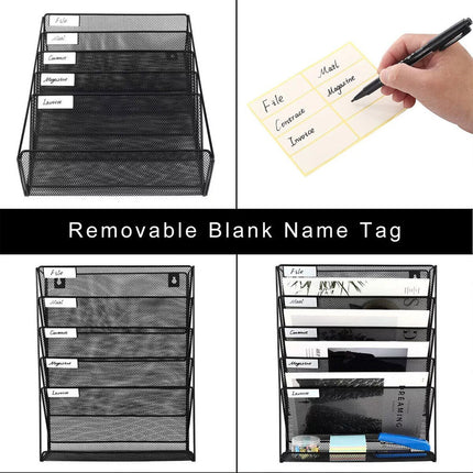5 Tier Iron File Organiser Desktop Shelf Office File Storage Rack Desk Organizer