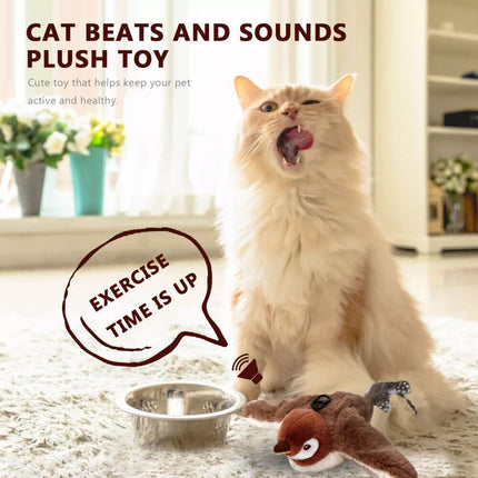 Pet Flapping Wings Sparrow Electronic Interactive Flying Bird Cat Toy Hanging CG （Sparrow）