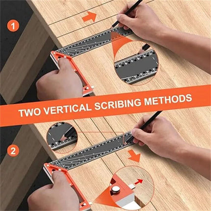 Woodworking Square Ruler, 2025 New Multi-angle Measuring Ruler (Red-30cm)