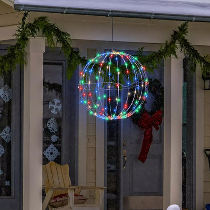 25*25 Colored Lights Christmas Foldable Metal Hanging Sphere Lights Outdoor Display Ball Lights