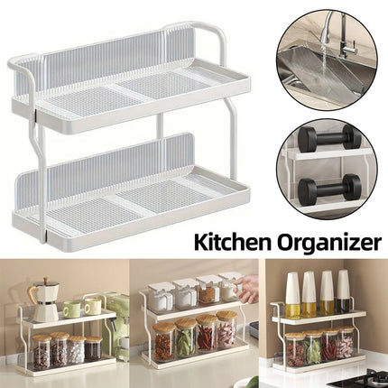 Kitchen Storage Rack Organizer 2 Tier Shelf For Countertop Home Cabinet Use
