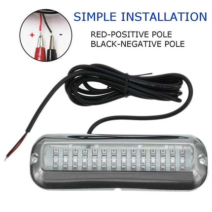 For Marine Boat Transom42LED Boat Light Stainless Steel Underwater Pontoon Pair