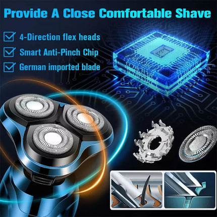 Electric 4D Shaver Razor for Men Waterproof Wet Dry Rechargeable Rotary Trimmer